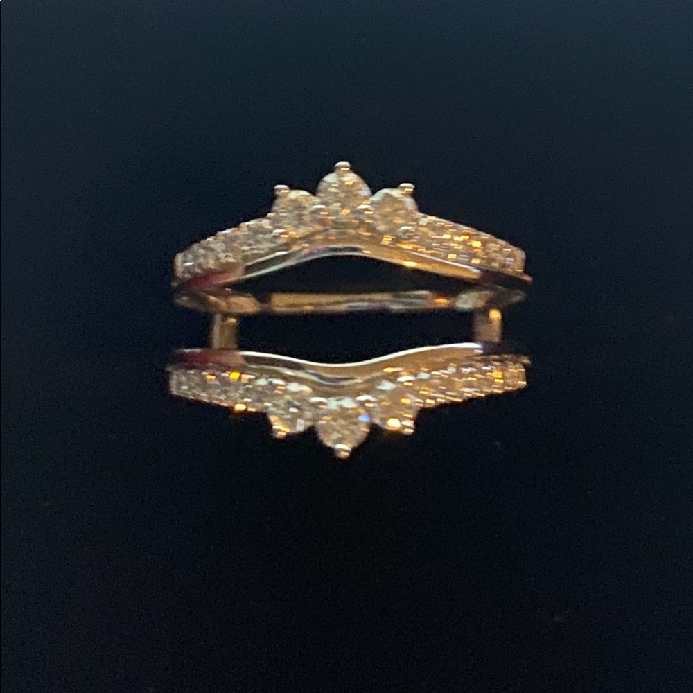 18k real white gold and diamonds ring guard